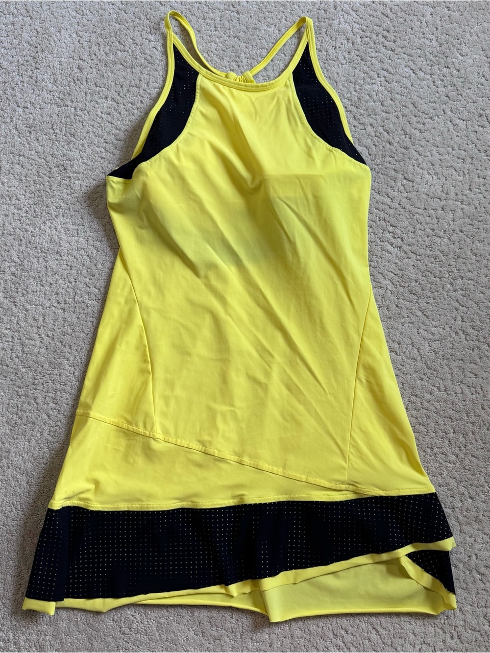 InPhorm Women’s Activewear Sleeveless Dress Yellow Black Tennis Pickleball Small